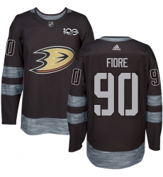 Men's Adidas Anaheim Ducks #90 Giovanni Fiore Authentic Black 1917-2017 100th Anniversary NHL Jersey