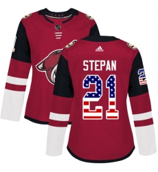 Women's Adidas Arizona Coyotes #21 Derek Stepan Authentic Red USA Flag Fashion NHL Jersey