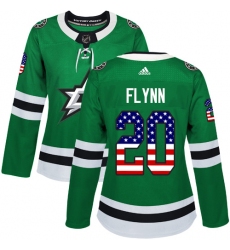 Women's Adidas Dallas Stars #20 Brian Flynn Authentic Green USA Flag Fashion NHL Jersey