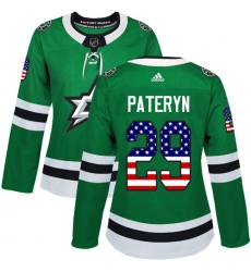 Women's Adidas Dallas Stars #29 Greg Pateryn Authentic Green USA Flag Fashion NHL Jersey