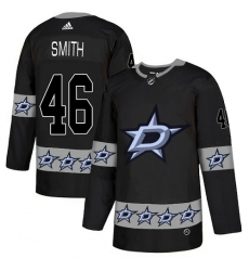 Men's Adidas Dallas Stars #46 Gemel Smith Authentic Black Team Logo Fashion NHL Jersey