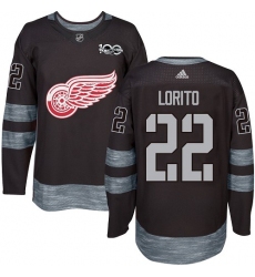 Men's Adidas Detroit Red Wings #22 Matthew Lorito Premier Black 1917-2017 100th Anniversary NHL Jersey