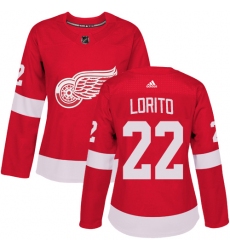 Women's Adidas Detroit Red Wings #22 Matthew Lorito Authentic Red Home NHL Jersey