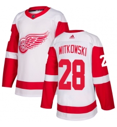 Youth Adidas Detroit Red Wings #28 Luke Witkowski Authentic White Away NHL Jersey