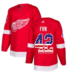 Men's Adidas Detroit Red Wings #42 Martin Frk Authentic Red USA Flag Fashion NHL Jersey