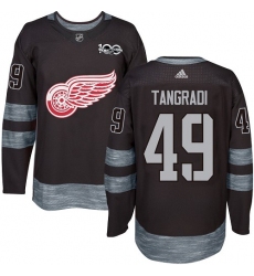 Men's Adidas Detroit Red Wings #49 Eric Tangradi Authentic Black 1917-2017 100th Anniversary NHL Jersey