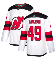 Men's Adidas New Jersey Devils #49 Eric Tangradi Authentic White Away NHL Jersey