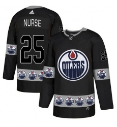 Men's Adidas Edmonton Oilers #25 Darnell Nurse Authentic Black Team Logo Fashion NHL Jersey