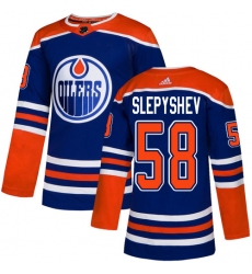 Youth Adidas Edmonton Oilers #58 Anton Slepyshev Authentic Royal Blue Alternate NHL Jersey