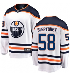 Youth Edmonton Oilers #58 Anton Slepyshev Fanatics Branded White Away Breakaway NHL Jersey
