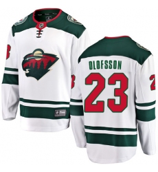 Men's Minnesota Wild #23 Gustav Olofsson Authentic White Away Fanatics Branded Breakaway NHL Jersey