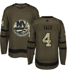Youth Adidas New York Islanders #4 Robin Salo Authentic Green Salute to Service NHL Jersey