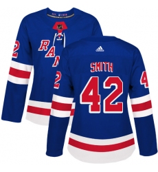 Women's Adidas New York Rangers #42 Brendan Smith Authentic Royal Blue Home NHL Jersey