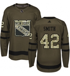 Youth Adidas New York Rangers #42 Brendan Smith Premier Green Salute to Service NHL Jersey