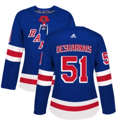 Women's Adidas New York Rangers #51 David Desharnais Authentic Royal Blue Home NHL Jersey