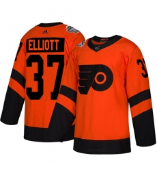Men's Adidas Philadelphia Flyers #37 Brian Elliott Orange Authentic 2019 Stadium Series Stitched NHL Jersey