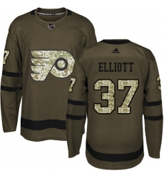 Youth Adidas Philadelphia Flyers #37 Brian Elliott Premier Green Salute to Service NHL Jersey