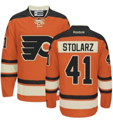 Men's Reebok Philadelphia Flyers #41 Anthony Stolarz Authentic Orange New Third NHL Jersey