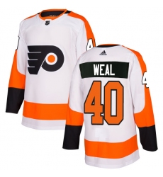 Men's Adidas Philadelphia Flyers #40 Jordan Weal Authentic White Away NHL Jersey