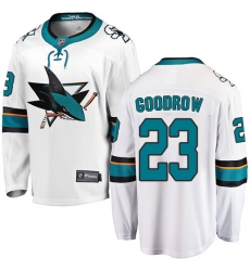 Men's San Jose Sharks #23 Barclay Goodrow Fanatics Branded White Away Breakaway NHL Jersey