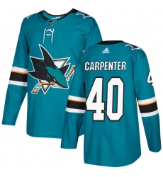 Youth Adidas San Jose Sharks #40 Ryan Carpenter Premier Teal Green Home NHL Jersey