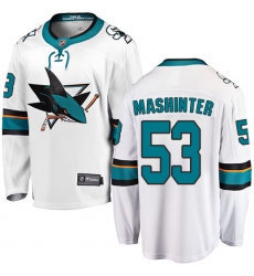Men's San Jose Sharks #53 Brandon Mashinter Fanatics Branded White Away Breakaway NHL Jersey