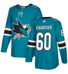 Youth Adidas San Jose Sharks #60 Rourke Chartier Premier Teal Green Home NHL Jersey