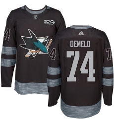 Men's Adidas San Jose Sharks #74 Dylan DeMelo Authentic Black 1917-2017 100th Anniversary NHL Jersey