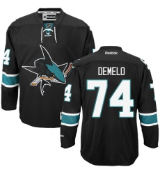 Women's Reebok San Jose Sharks #74 Dylan DeMelo Premier Black Third NHL Jersey