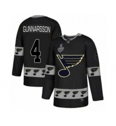 Men's St. Louis Blues #4 Carl Gunnarsson Authentic Black Team Logo Fashion 2019 Stanley Cup Final Bound Hockey Jersey
