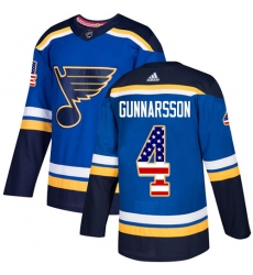 Youth Adidas St. Louis Blues #4 Carl Gunnarsson Authentic Blue USA Flag Fashion NHL Jersey