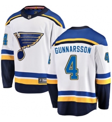 Youth St. Louis Blues #4 Carl Gunnarsson Fanatics Branded White Away Breakaway NHL Jersey