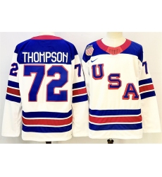 Men's USA #72 Tage Thompson White 2025-2026 Stitched Jersey