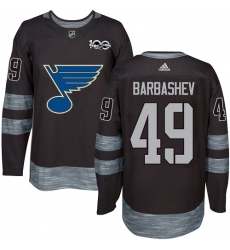 Men's Adidas St. Louis Blues #49 Ivan Barbashev Authentic Black 1917-2017 100th Anniversary NHL Jersey