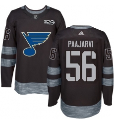 Men's Adidas St. Louis Blues #56 Magnus Paajarvi Authentic Black 1917-2017 100th Anniversary NHL Jersey