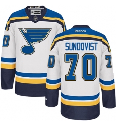Women's Reebok St. Louis Blues #70 Oskar Sundqvist Authentic White Away NHL Jersey