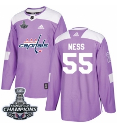 Youth Adidas Washington Capitals #55 Aaron Ness Authentic Purple Fights Cancer Practice 2018 Stanley Cup Final Champions NHL Jersey