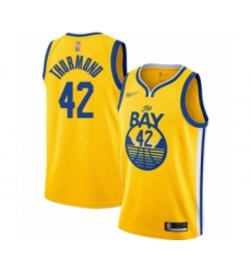Youth Golden State Warriors #42 Nate Thurmond Swingman Gold Finished Basketball Jersey - Statement Edition