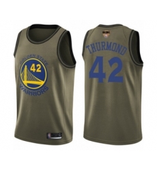 Youth Golden State Warriors #42 Nate Thurmond Swingman Green Salute to Service 2019 Basketball Finals Bound Basketball Jersey