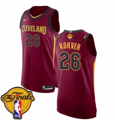 Men's Nike Cleveland Cavaliers #26 Kyle Korver Authentic Maroon 2018 NBA Finals Bound NBA Jersey - Icon Edition