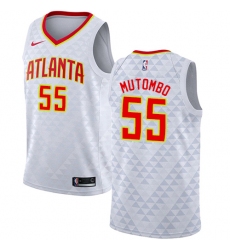 Women's Nike Atlanta Hawks #55 Dikembe Mutombo Swingman White NBA Jersey - Association Edition