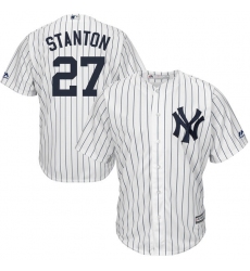 Youth Majestic New York Yankees #27 Giancarlo Stanton Replica White Home MLB Jersey