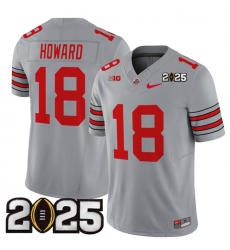 Men's Ohio State Buckeyes #18 Will Howard Grey 2025 CFP Final F.U.S.E. Vapor Limited Stitched Football Jersey