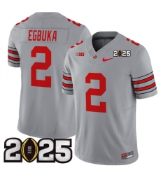 Men's Ohio State Buckeyes #2 Emeka Egbuka Grey 2025 CFP Final F.U.S.E. Vapor Limited Stitched Football Jersey