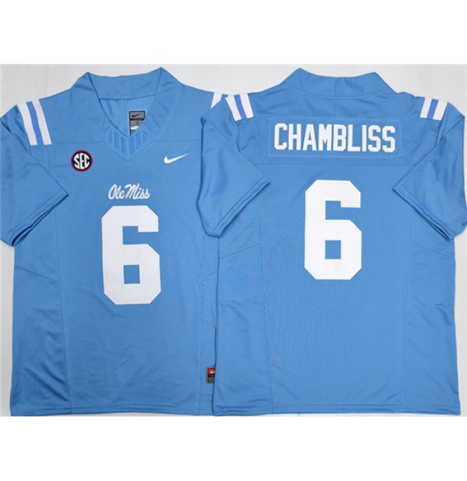 Men's Ole Miss Rebels #6 Trinidad Chambliss Blue 2026 F.U.S.E. Stitched jersey