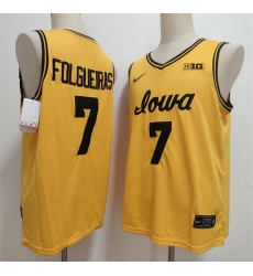 Men's Iowa Hawkeyes #7 Alvaro Folgueiras Yellow Stitched Jersey