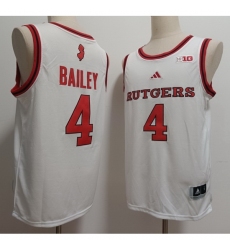 Men's Rutgers Scarlet Knights #4 Ace Bailey White Stitched Basketball Jersey