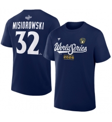 Men's Milwaukee Brewers #32 Jacob Misiorowski Navy 2026 World Series Name & Number T-Shirt