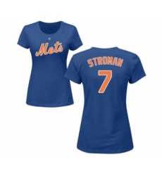 Baseball Women's New York Mets #7 Marcus Stroman Royal Blue Name & Number T-Shirt
