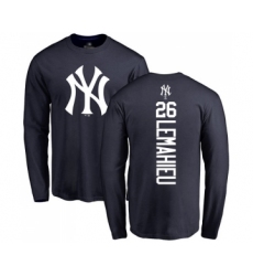 Baseball New York Yankees #26 DJ LeMahieu Navy Blue Backer Long Sleeve T-Shirt